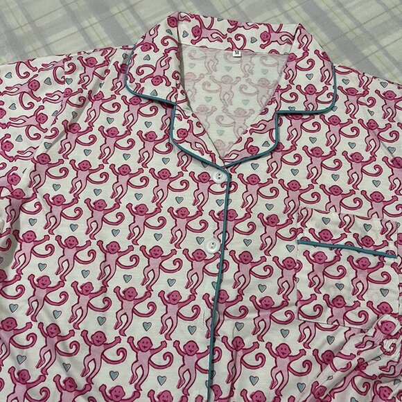 Roller Rabbit Pink Monkey Pajama Set - Picture 2 of 8